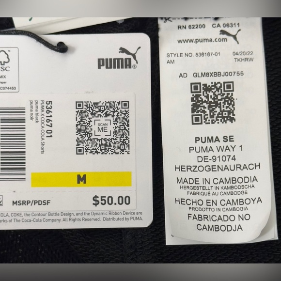 Puma x Woman’s Coca-Cola High Waisted Sweat Shorts with Pockets     Medium   NWT - Picture 11 of 12